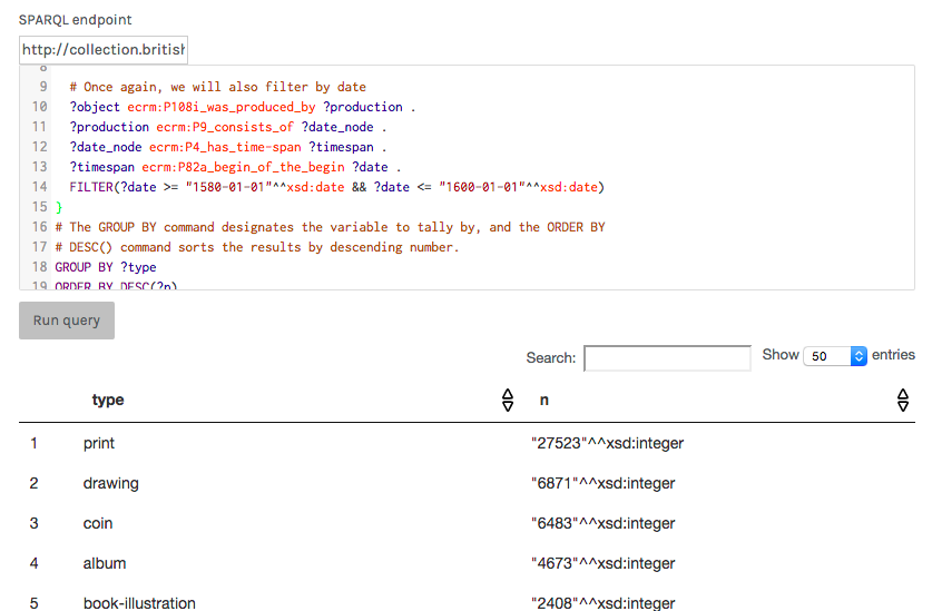 Palladio's SPARQL query interface.